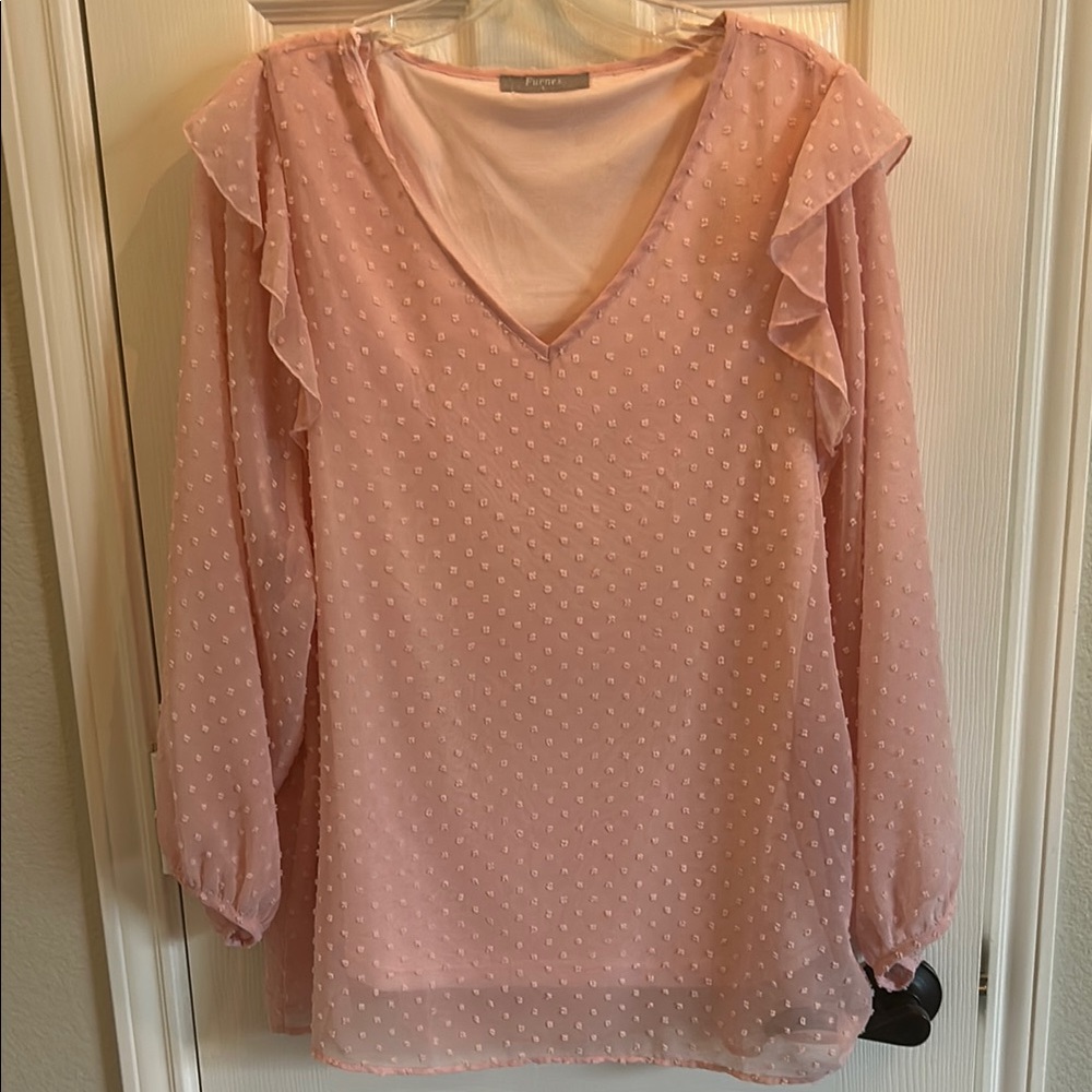 Apt. 9 Pink Flutter Sleeve Ruffled Blouse